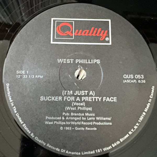 West Phillips – (I'm Just A) Sucker For A Pretty Face (1983, Vinyl