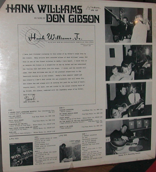 lataa albumi Don Gibson - Hank Williams As Sung By Don Gibson