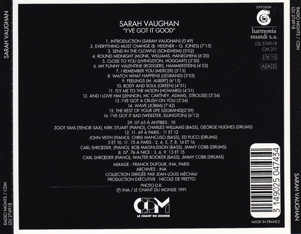 last ned album Sarah Vaughan - Ive Got It Good