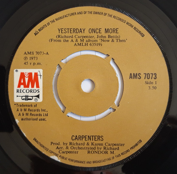 Carpenters = カーペンターズ – Yesterday Once More / Road Ode