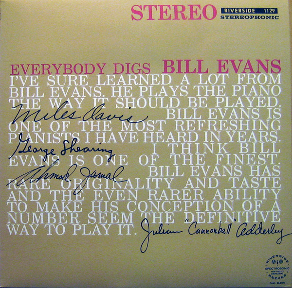 Bill Evans Trio – Everybody Digs Bill Evans (1983, Vinyl) - Discogs