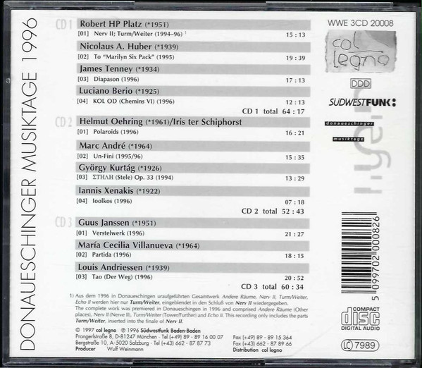 last ned album Various - Donaueschinger Musiktage 1996