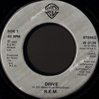 R E M REM Drive Vinyl Record 7 Inch Warner Bros 1992