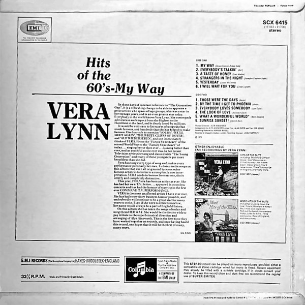 last ned album Vera Lynn - Hits Of The 60s My Way