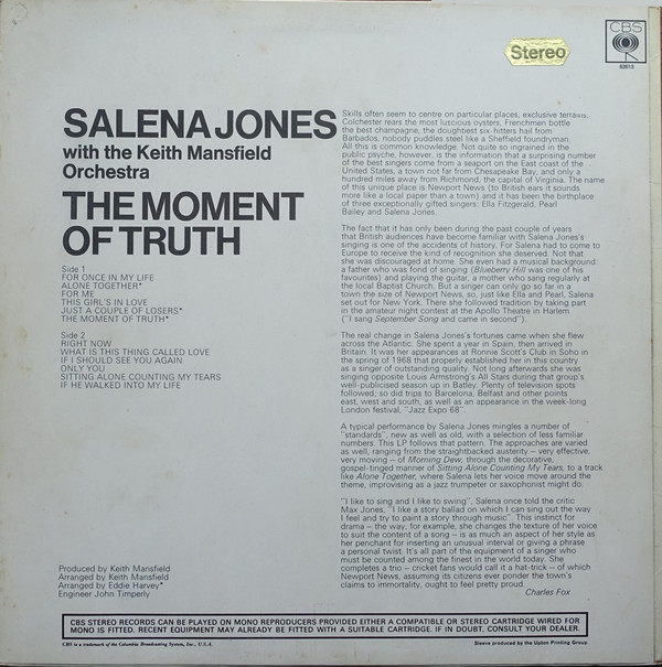 télécharger l'album Salena Jones With The Keith Mansfield Orchestra - The Moment Of Truth