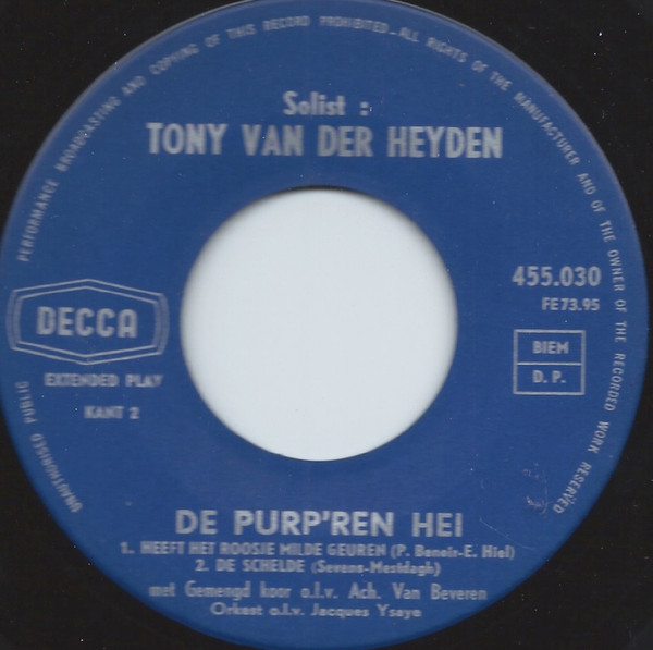 descargar álbum Tony Van der Heyden - De Purpren Hei