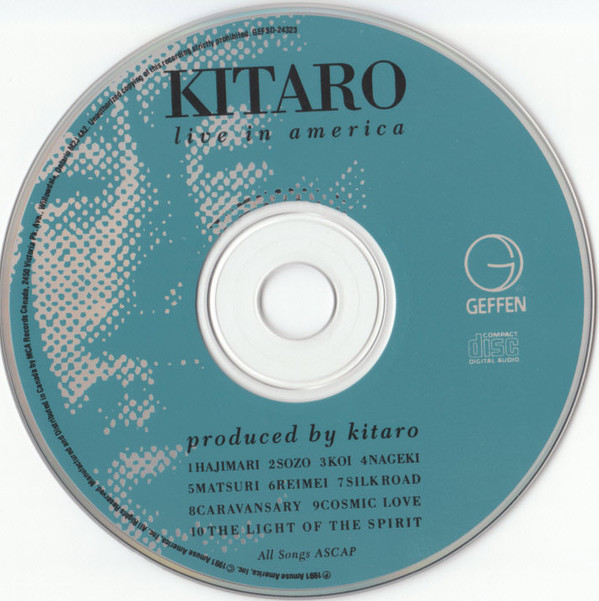 Kitaro - Live In America | Geffen Records (GEFSD-24323) - 4