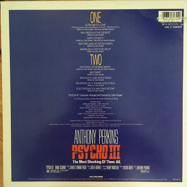 last ned album Carter Burwell - Psycho III Music From The Motion Picture