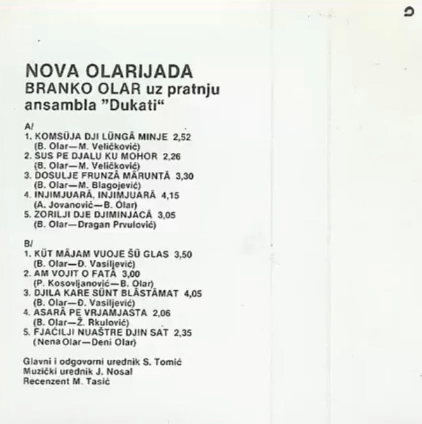 télécharger l'album Branko Olar, Ansambl Dukati - Nova Olarijada