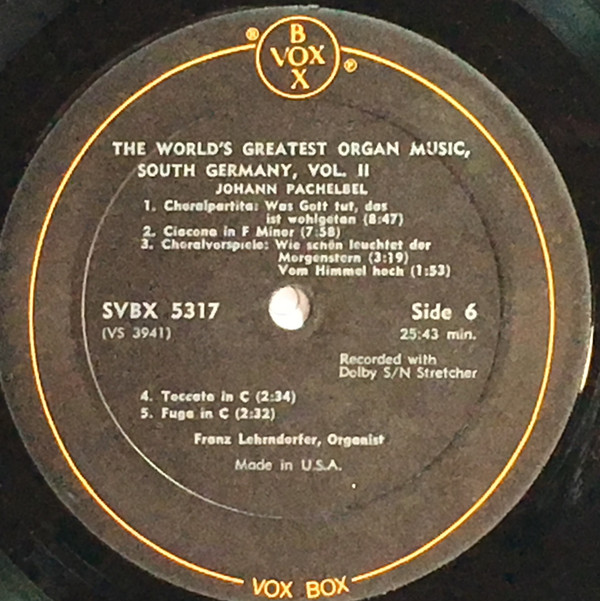ladda ner album Franz Lehrndorfer - A Survey Of The Worlds Greatest Organ Music Volume II South Germany