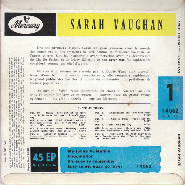 baixar álbum Sarah Vaughan - My Funny Valentine