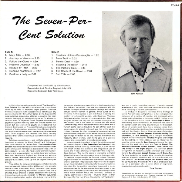 ladda ner album John Addison - The Seven Per Cent Solution The Film Score