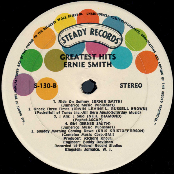 Ernie Smith - Greatest Hits | Steady Records (S-130) - 4