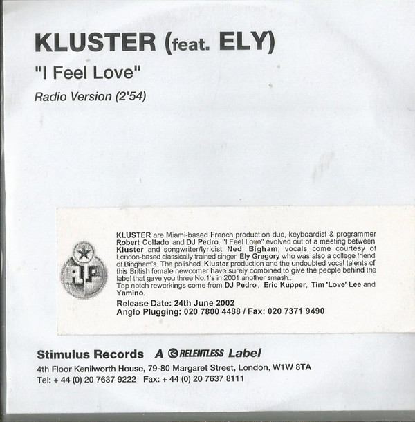 last ned album Kluster Feat Ely - I Feel Love