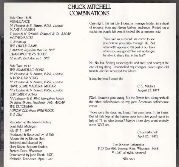 télécharger l'album Chuck Mitchell - Combinations Recorded Live