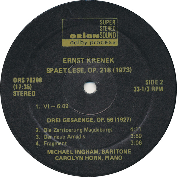 lataa albumi Ernst Krenek - Spältese Op 218 Drei Gesänge Op 56