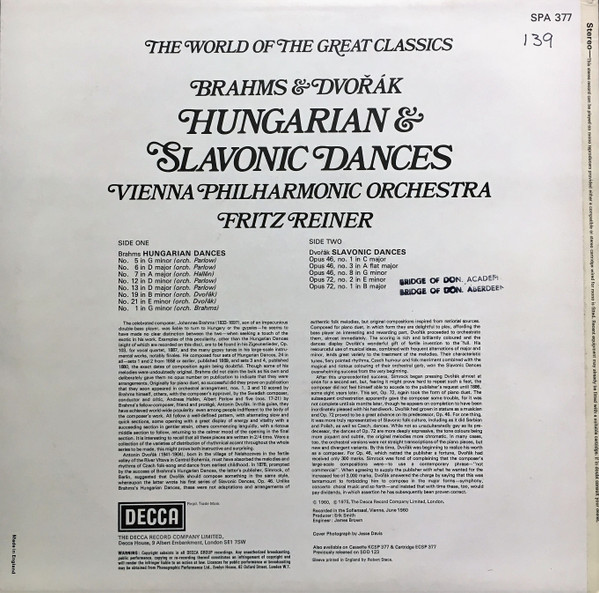 Album herunterladen Brahms & Dvořák, Fritz Reiner, Vienna Philharmonic Orchestra - Hungarian Slavonic Dances