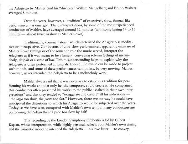 baixar álbum Gustav Mahler, Gilbert Kaplan The London Symphony Orchestra - Adagietto From Symphony No 5 From Mahler With Love