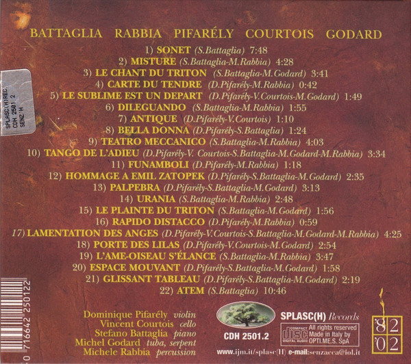 baixar álbum Battaglia Rabbia Pifarély Courtois Godard - Atem