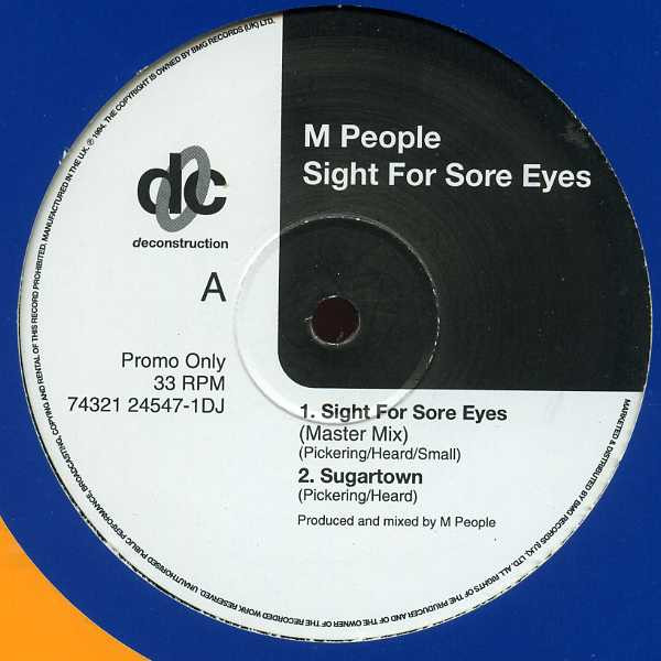 M PEOPLE Sight For Sore Eyes 7 45 rpm vinyl record RARE! + juke