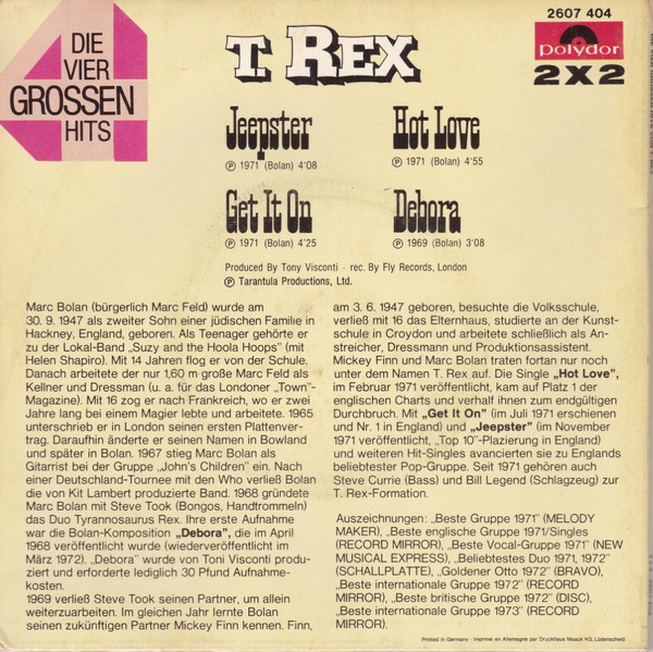 lataa albumi T Rex - Die Vier Grossen Hits