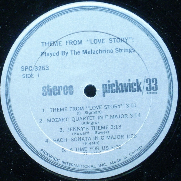 The Melachrino Strings - Theme From "Love Story" Played By The Melachrino Strings | Pickwick (SPC 3263) - 3