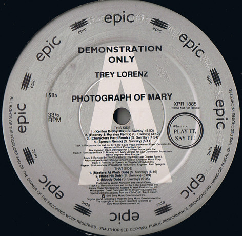 Trey Lorenz – Photograph Of Mary (1992, Vinyl) - Discogs