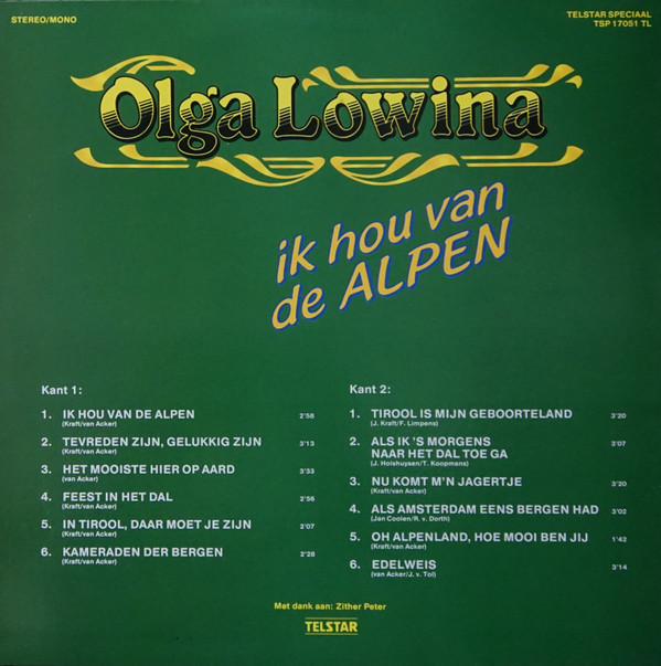 lataa albumi Olga Lowina - Ik Hou Van De Alpen