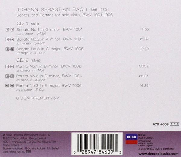 ladda ner album JS Bach Gidon Kremer - Violin Sonatas Partitas