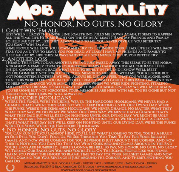 descargar álbum Mob Mentality - No Honor No Guts No Glory