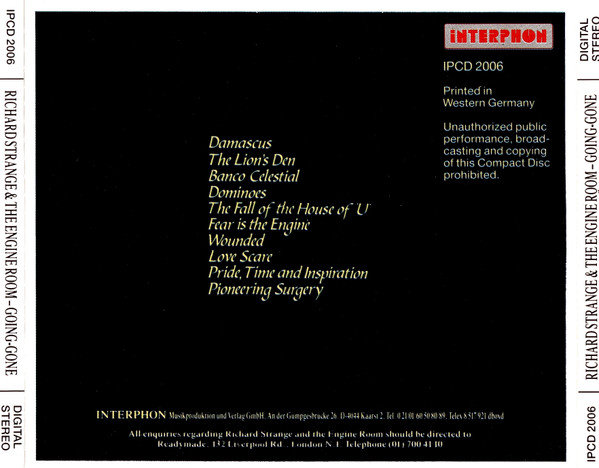 Album herunterladen Richard Strange & The Engine Room - Going Gone