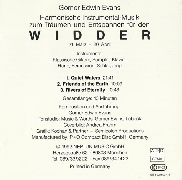 télécharger l'album Gomer Edwin Evans - Harmonische Instrumental Musik Zum Träumen Und Entspannen Für Den Widder