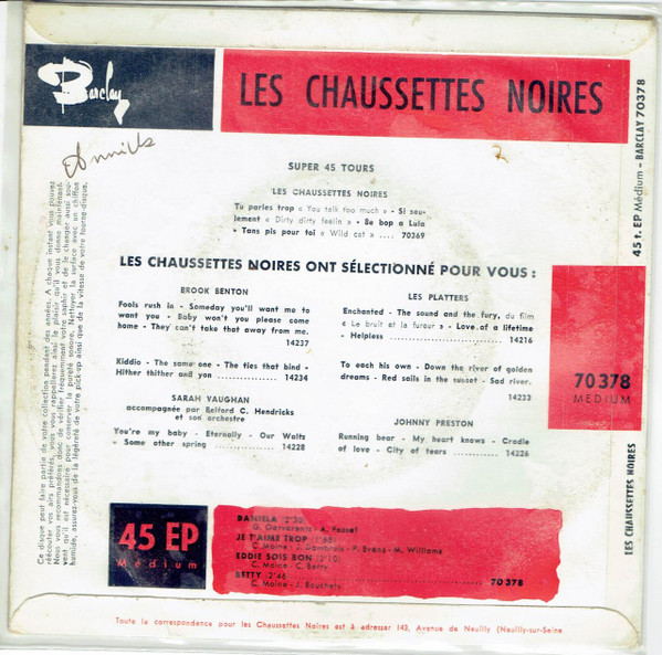 lataa albumi Les Chaussettes Noires Avec Eddy Mitchell - Daniela Je Taime Trop Eddie Sois Bon Betty