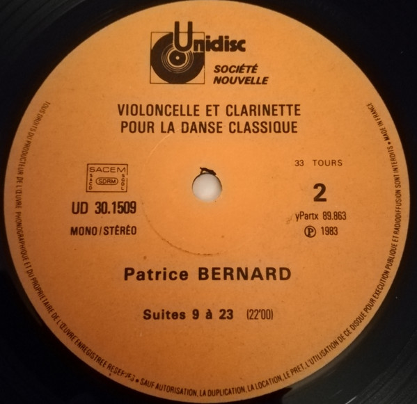 Album herunterladen Patrice Bernard - Violoncelle Et Clarinette Pour La Danse Classique