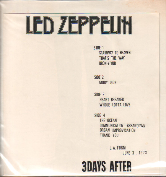 Led Zeppelin – 3 Days After (Vinyl) - Discogs