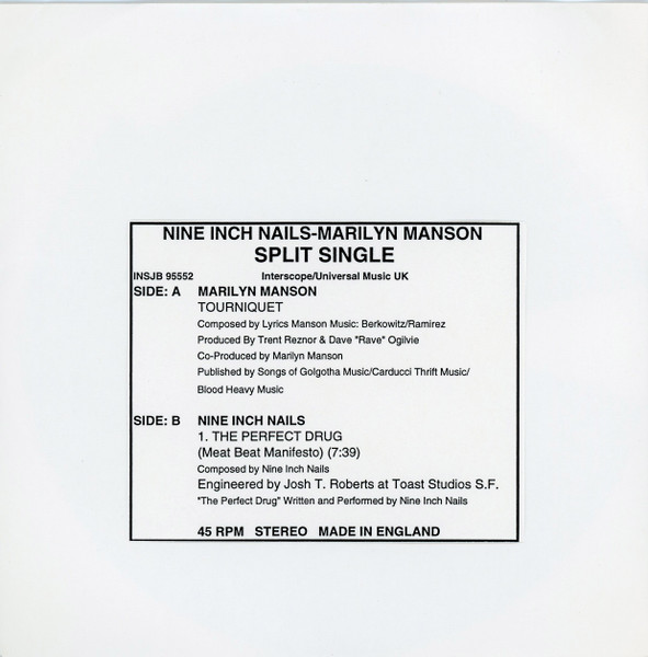 Marilyn Manson / Nine Inch Nails – Tourniquet / The Perfect Drug (1997,  Vinyl) - Discogs