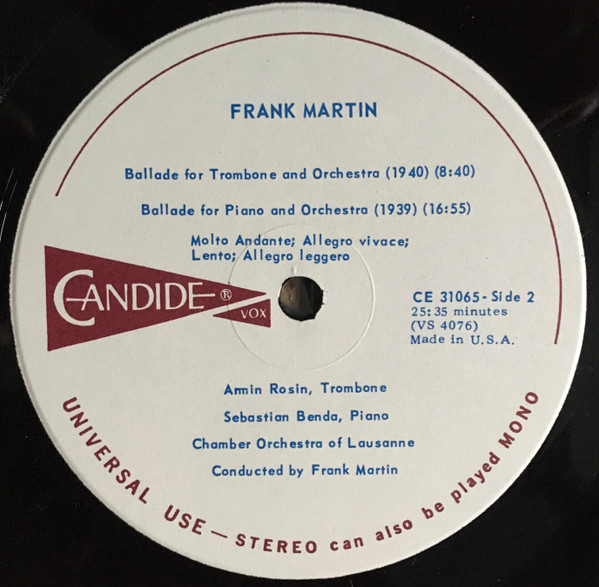 lataa albumi Frank Martin - Harpsichord Concerto Ballade For Trombone Orchestra Ballade For Piano Orchestra