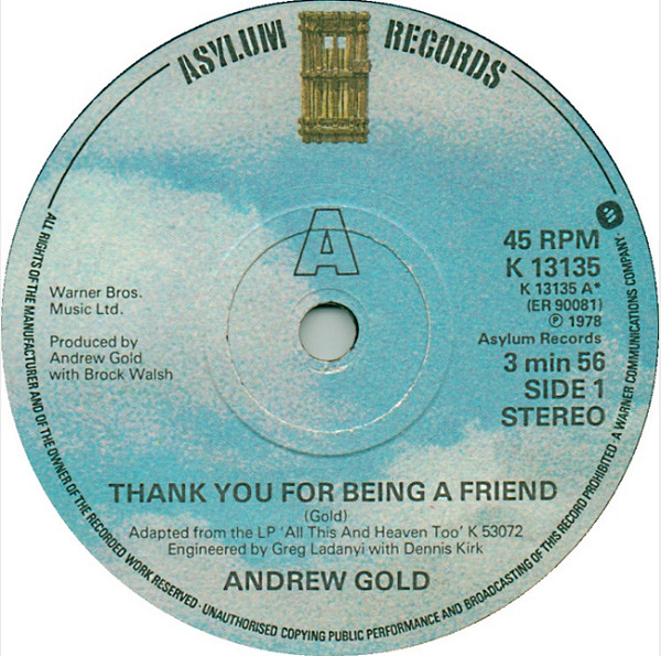Andrew Gold – Thank You For Being A Friend (1978