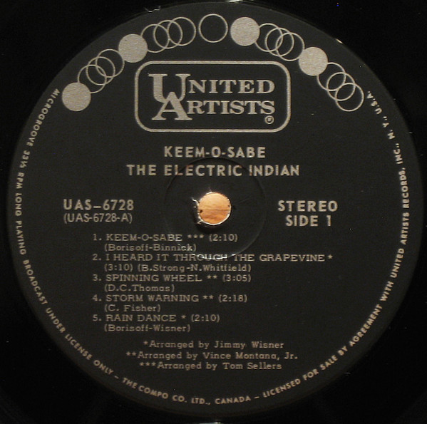 The Electric Indian - Keem-O-Sabe | United Artists Records (UAS 6728) - 3