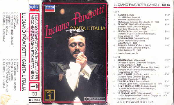 Luciano Pavarotti Canta L Italia Per Vecchia Romagna Etichetta