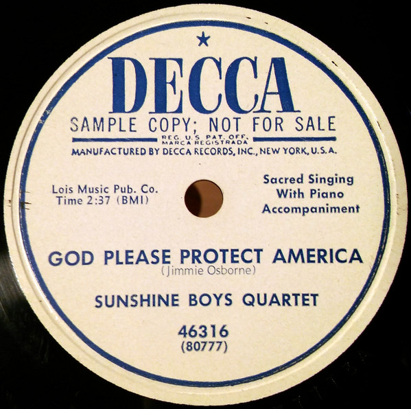 lataa albumi Sunshine Boys Quartet - God Please Protect America Everyone Is Welcome In The House Of The Lord