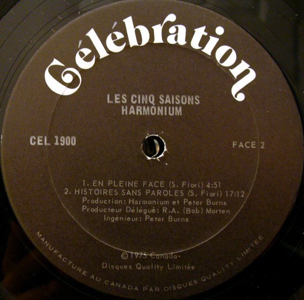 Harmonium - Les Cinq Saisons | Celebration (CEL 1900) - 6