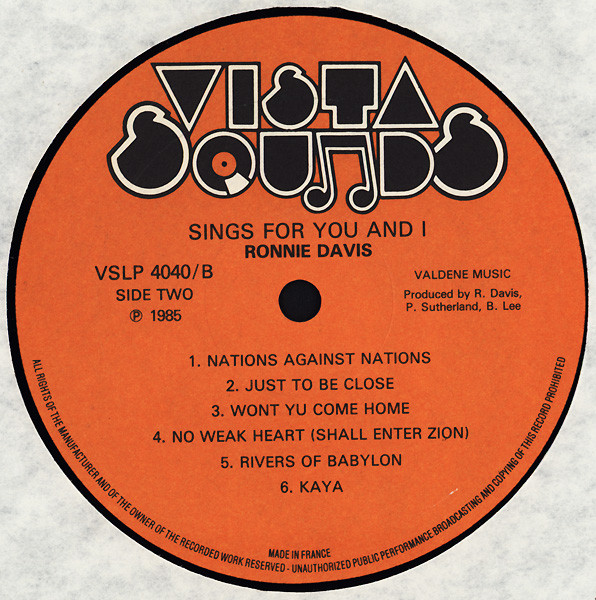 Ronnie Davis - Sings For You And I | Vista Sounds (VSLP 4040) - 4