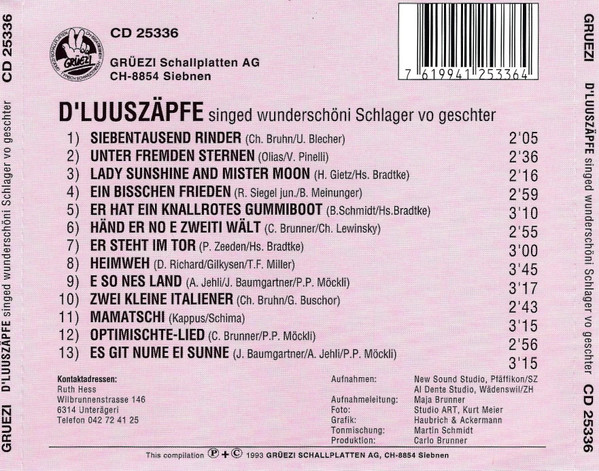 last ned album D'Luuszäpfe - DLuuszäpfe Singed Wunderschöni Schlager Vo Geschter