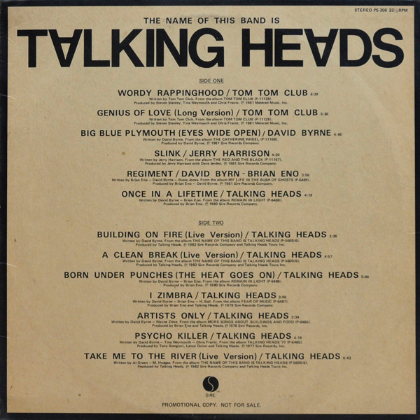 The Name Of This Band Is Talking Heads (1982, Vinyl) - Discogs