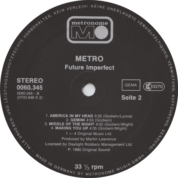 lataa albumi Metro - Future Imperfect