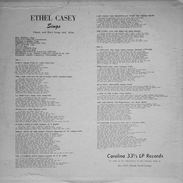 Album herunterladen Ethel Casey - Classic and Rare Songs and Arias