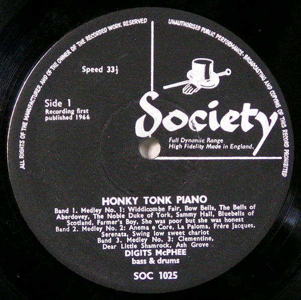 Digits McPhee - Digits Mcphee Plays Honky Tonk Piano | Society (SOC 1025) - 3