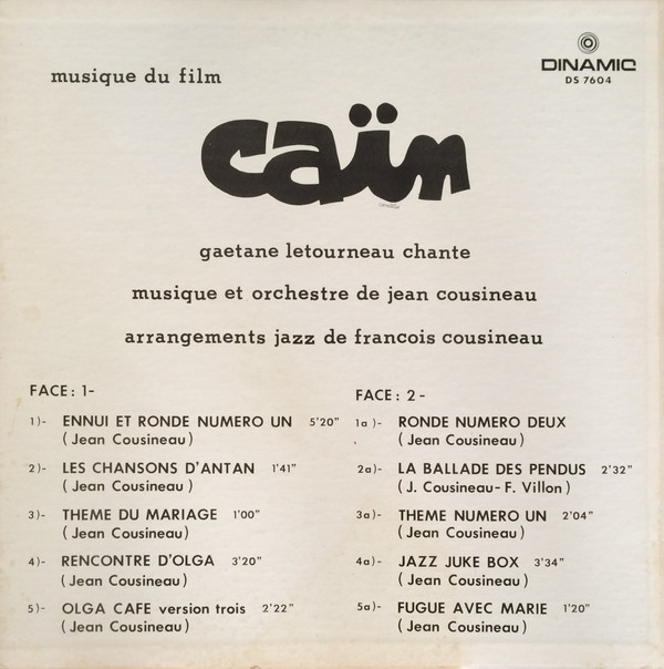 baixar álbum Gaëtane Letourneau Jean Cousineau François Cousineau - Caïn Musique Du Film