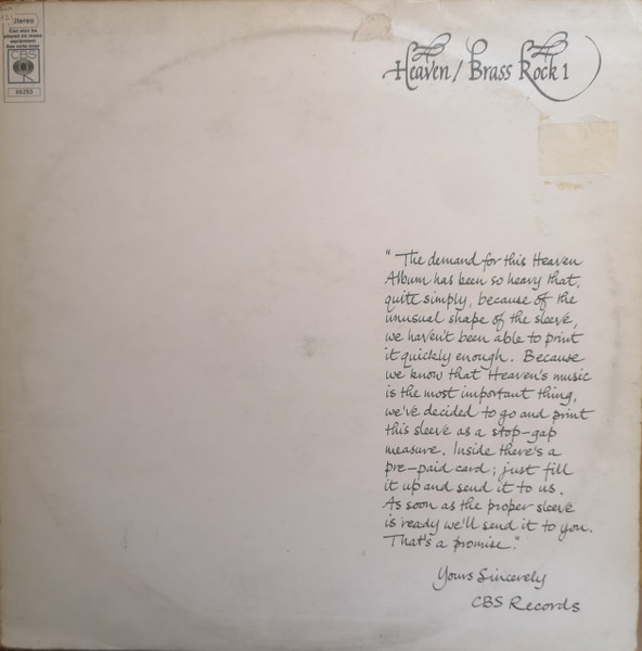 Heaven – Brass Rock 1 (1971, Plain white sleeve with text , Vinyl